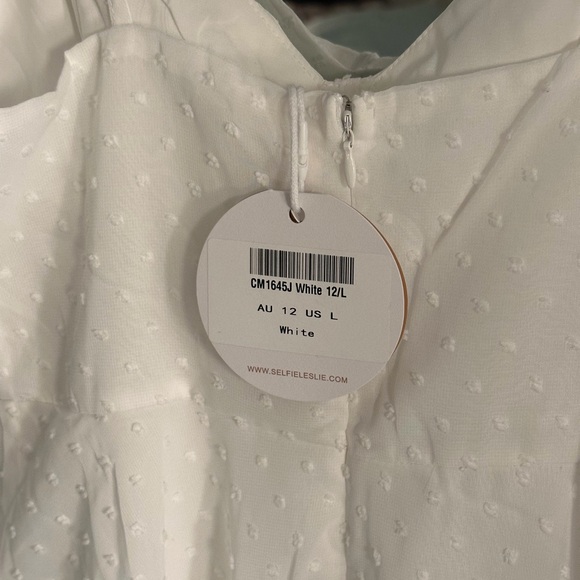 Selfie Leslie Theory Sweetheart Neckline Frill Strap Mini Dress Textured White - Picture 2 of 4